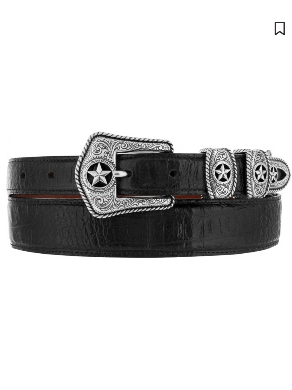 Tony Lama Men's Country Croc Black Leather Western Belt Star Buckle 36 C42123